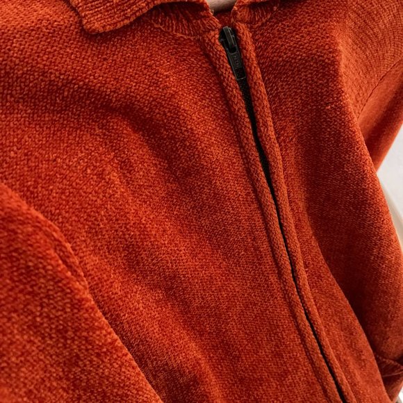 Orange Chenille Zip-Up Sweater - Picture 3 of 3